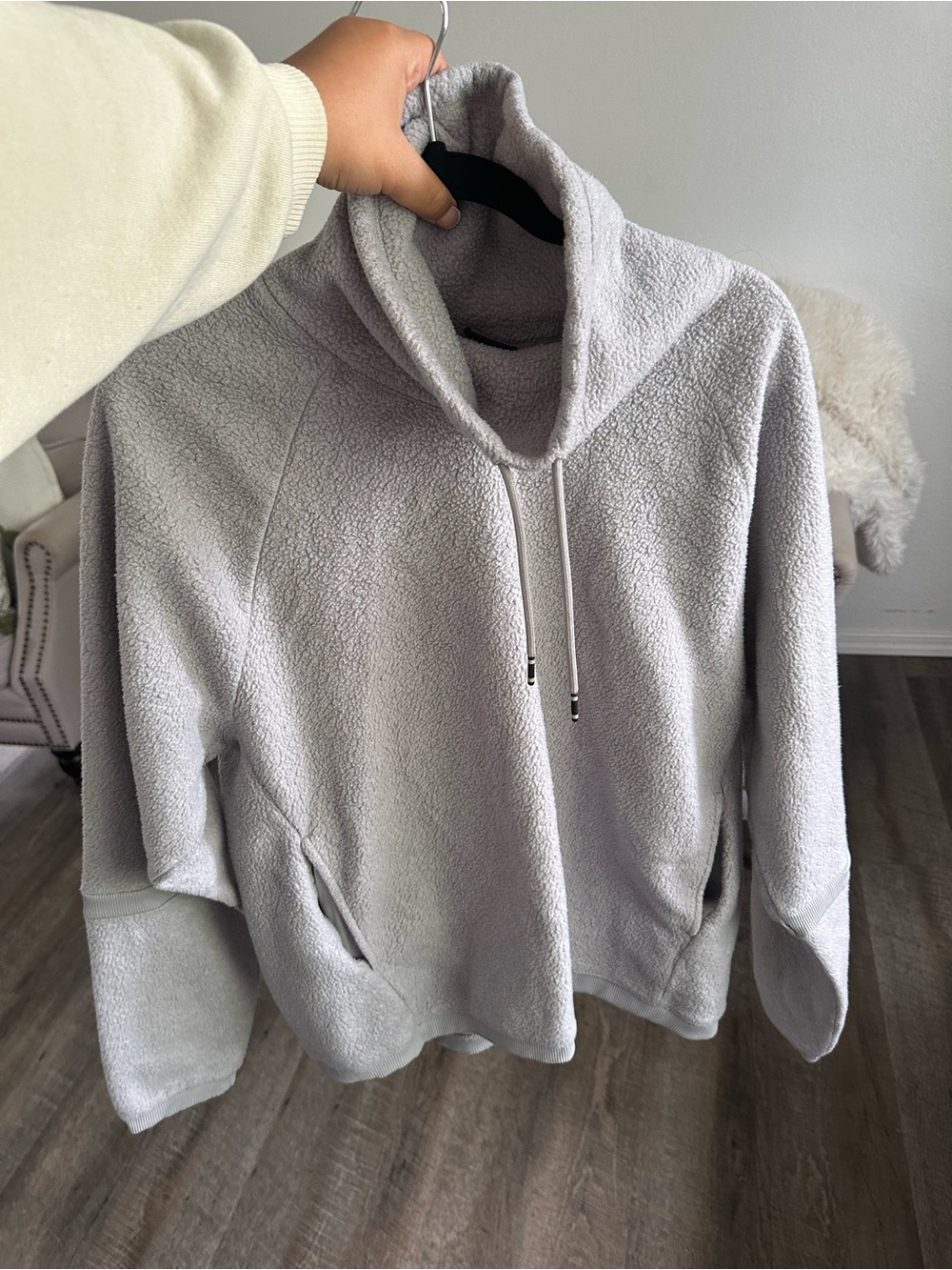 Nike Light Gray Sherpa Funnel Neck Pullover
